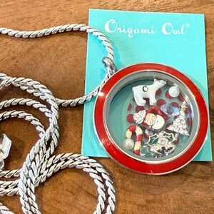 NEW Origami Owl Living Locket Rhinestone Silver Christmas Charms Jewelry Gift